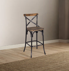 Zaire Antique Black & Antique Oak Finish Bar Chair