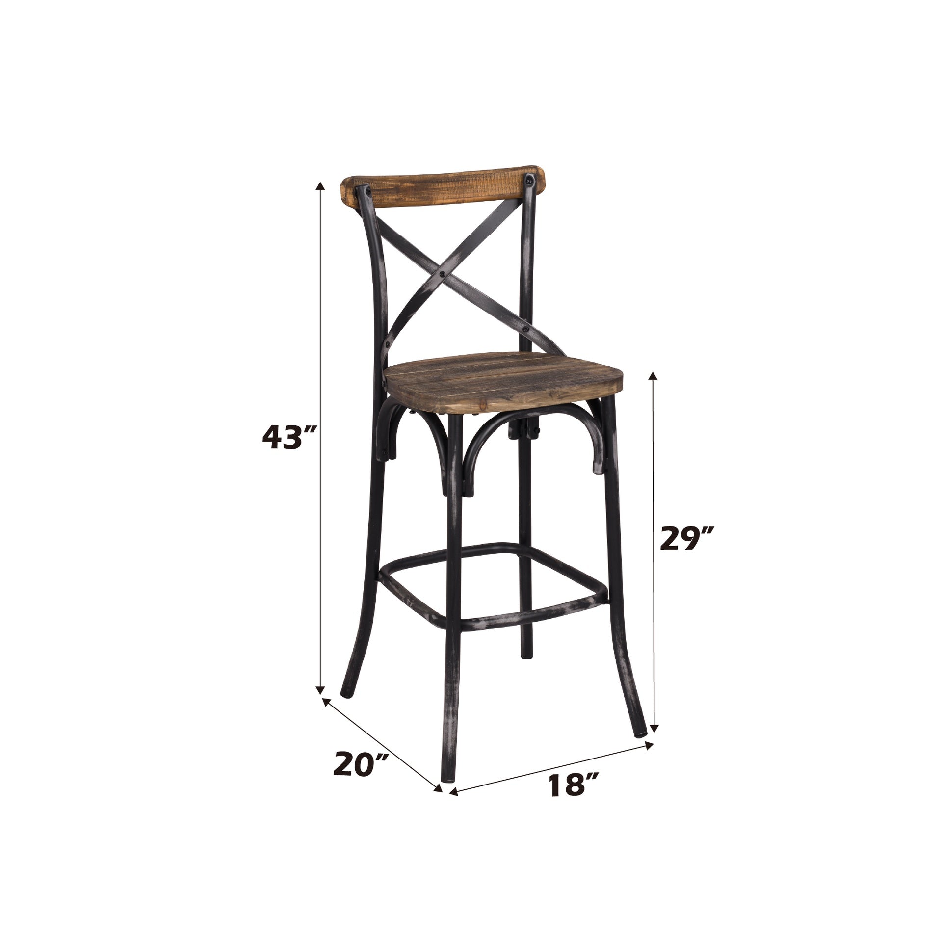 Zaire Antique Black & Antique Oak Finish Bar Chair