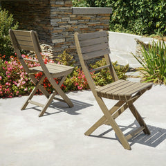 Outdoor Acacia Wood Folding Dining Chair (Set of 2),Grey