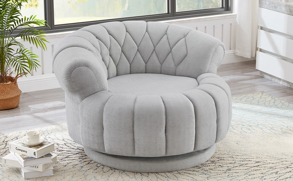 Swivel Accent Chair 360°Swivel Chair Sofa Barrel Swivel Chair Round Club Chair for Living Room and Bedroom, Grey
