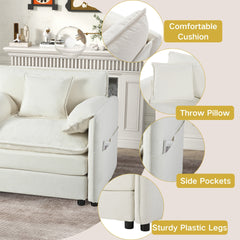 Oversized Chenille Loveseat Sofa, Oversized 2-Seater Small Cloud Couch, Modern Comfy Deep Seat Love Seat for Living Room Bedroom Office Apartment,DIY Combination,Chenille,Beige