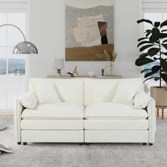 Oversized Chenille Loveseat Sofa, Oversized 2-Seater Small Cloud Couch, Modern Comfy Deep Seat Love Seat for Living Room Bedroom Office Apartment,DIY Combination,Chenille,Beige