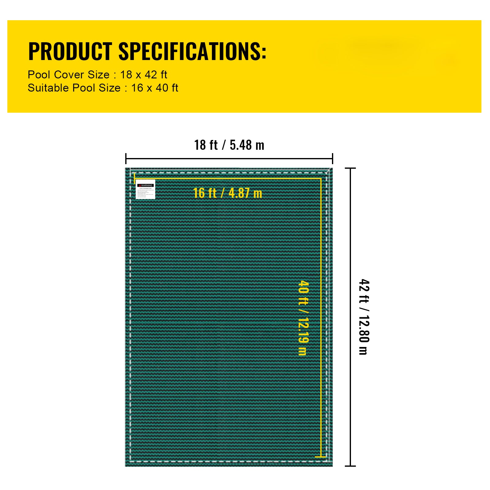 Pool Safety Cover 16x40 ft, Inground Pool Cover Fit for PP Material, Rectangle Inground Safety Pool Cover Green, Mesh Solid Pool Safety Cover for Swimming Pool Winter Safety Cover
