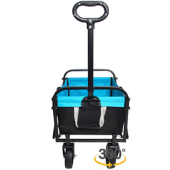 Mini Folding Wagon Garden Shopping Beach Cart (black+blue)