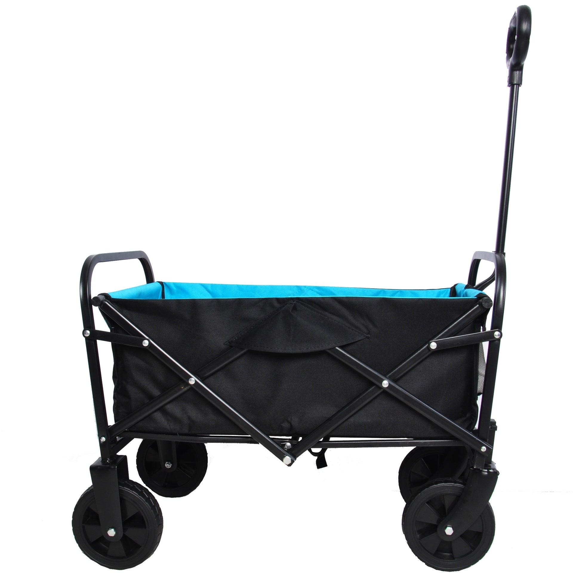 Mini Folding Wagon Garden Shopping Beach Cart (black+blue)