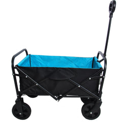 Mini Folding Wagon Garden Shopping Beach Cart (black+blue)
