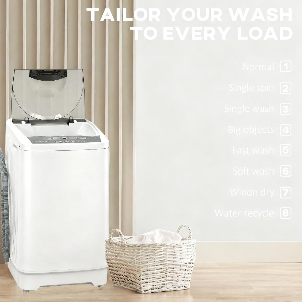 Compact Washer, Portable Washing Machine, Full Automatic Washer with 8 Programs and 6 Water Levels