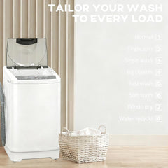 Compact Washer, Portable Washing Machine, Full Automatic Washer with 8 Programs and 6 Water Levels