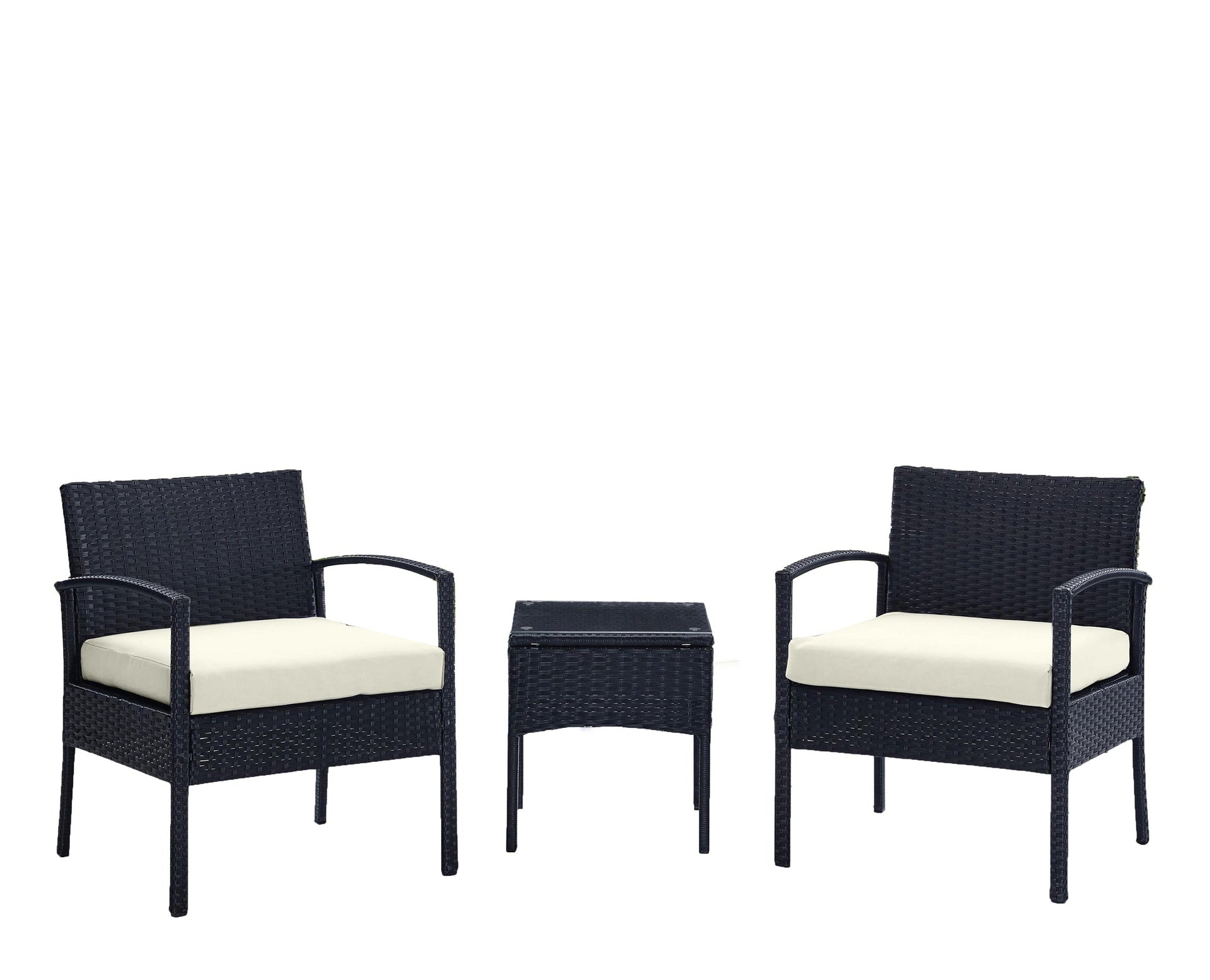 3-Piece Conversation Set in Black and Cream