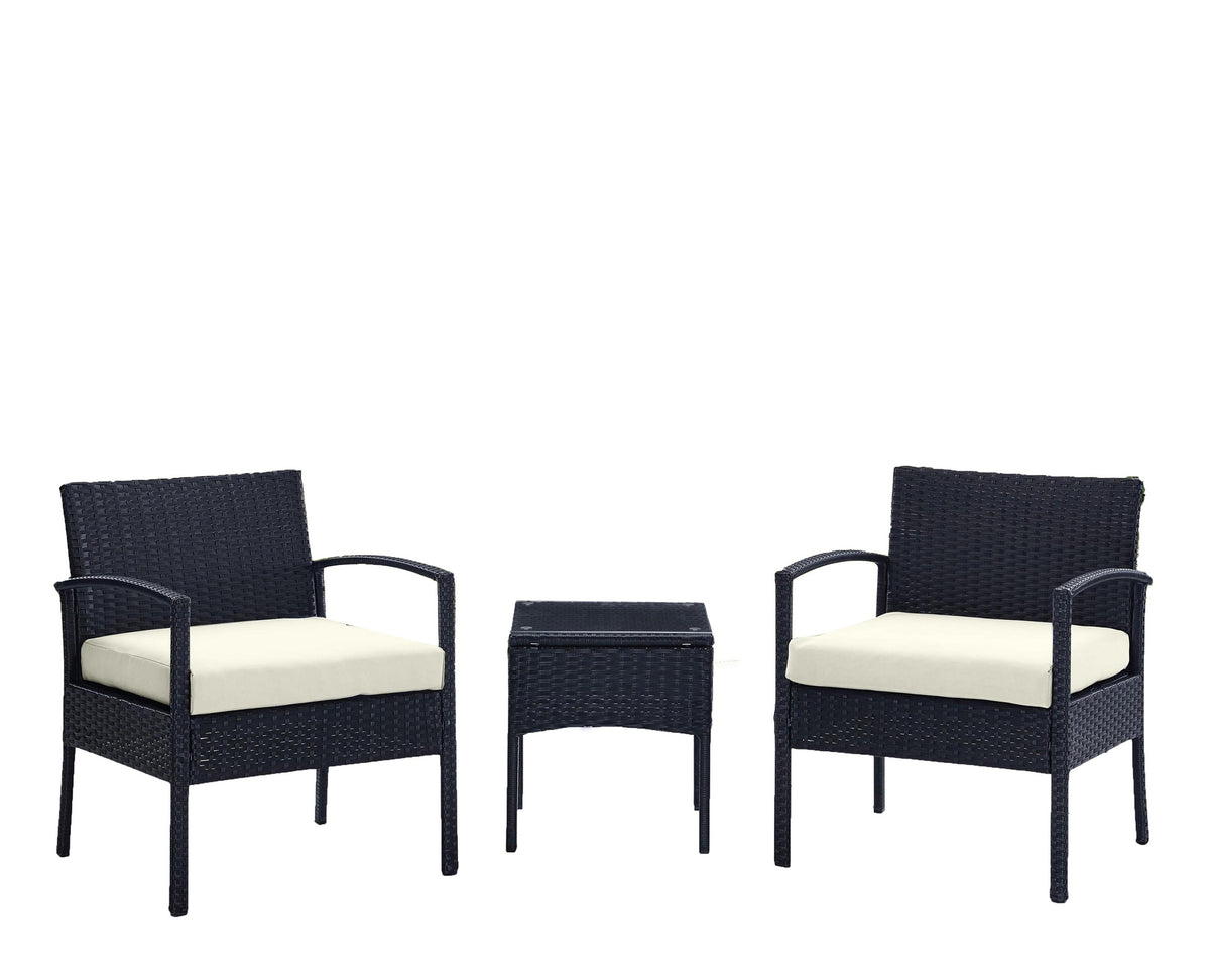 3-Piece Conversation Set in Black and Cream