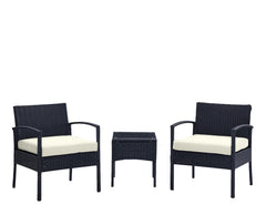 3-Piece Conversation Set in Black and Cream
