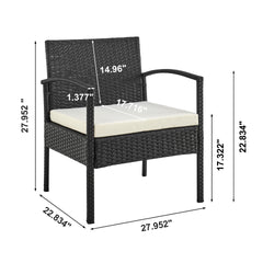 3-Piece Conversation Set in Black and Cream