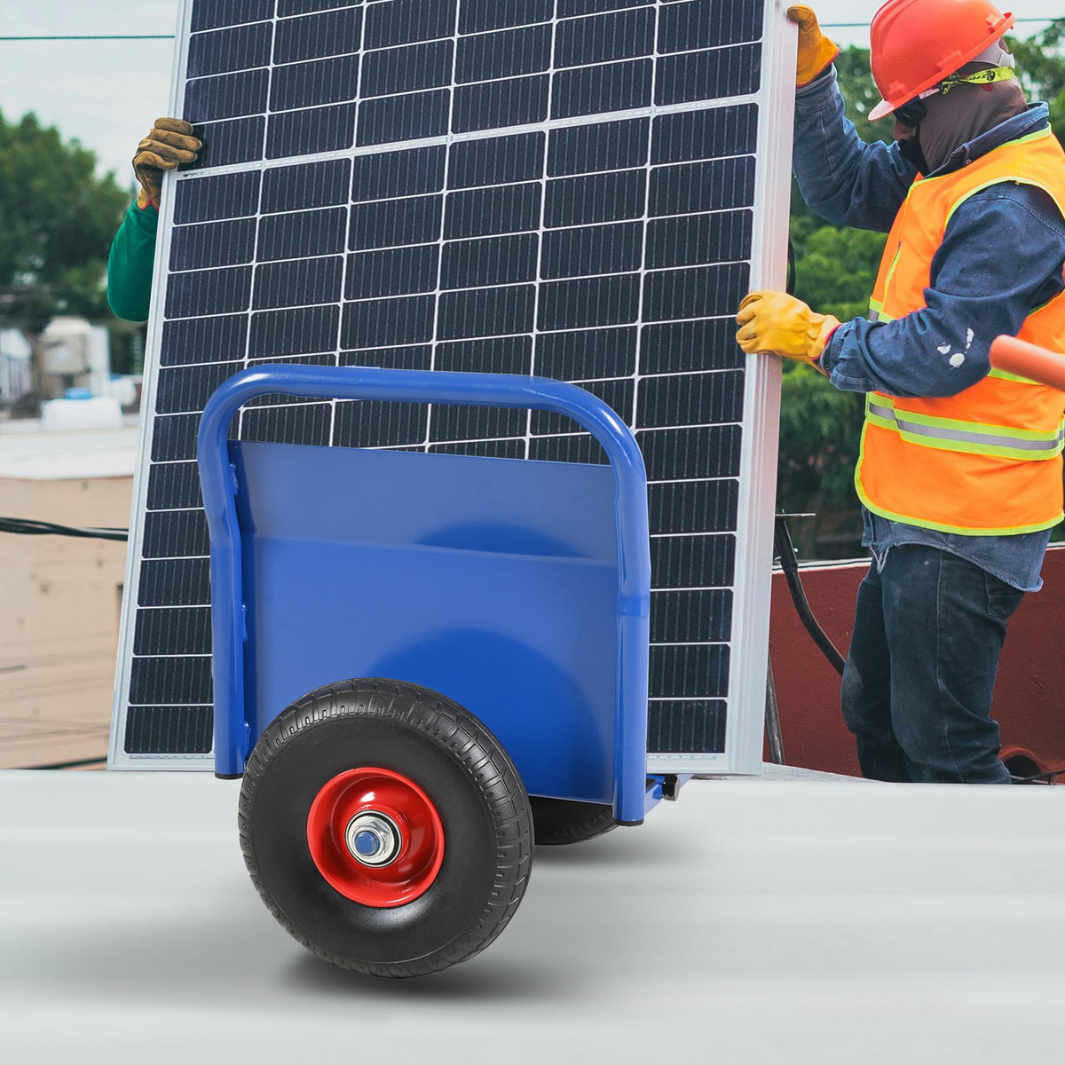 Super Weight 1000 LBS Heavy Duty Panel Dolly, Slab Dolly, Two Nice Handles, 10" Solid Rubber Tires,, All-Terrain Movement for Heavy Drywall Sheet & Door Material (Blue)