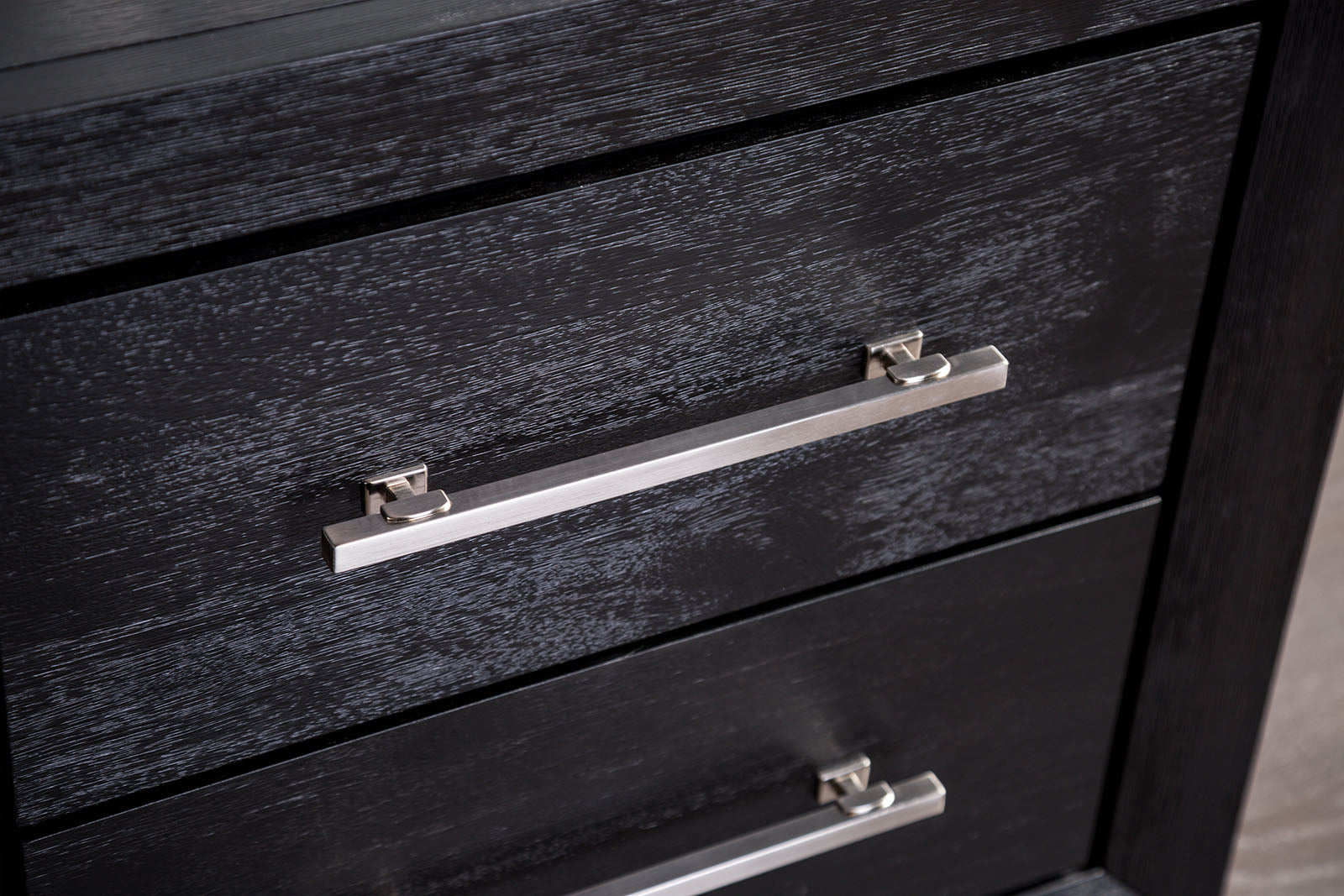 Contemporary Style 1pc Nightstand Chrome Legs Soft Closing English Dovetail Drawers Metal Handles Black Finish Bedroom Furniture