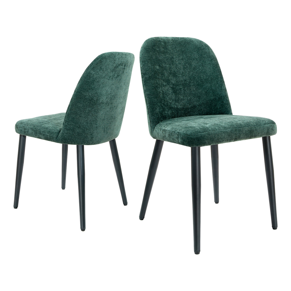 Dark Green Fabric Identities Chair with Metal Legs, Armless Chair Set of 2 for Kitchen, Restaurant, Living, Meeting Room
