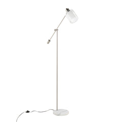 Marcel Contemporary/Glam Floor Lamp in White Marble and Nickel Metal with Clear and Frosted Glass Shade by LumiSource