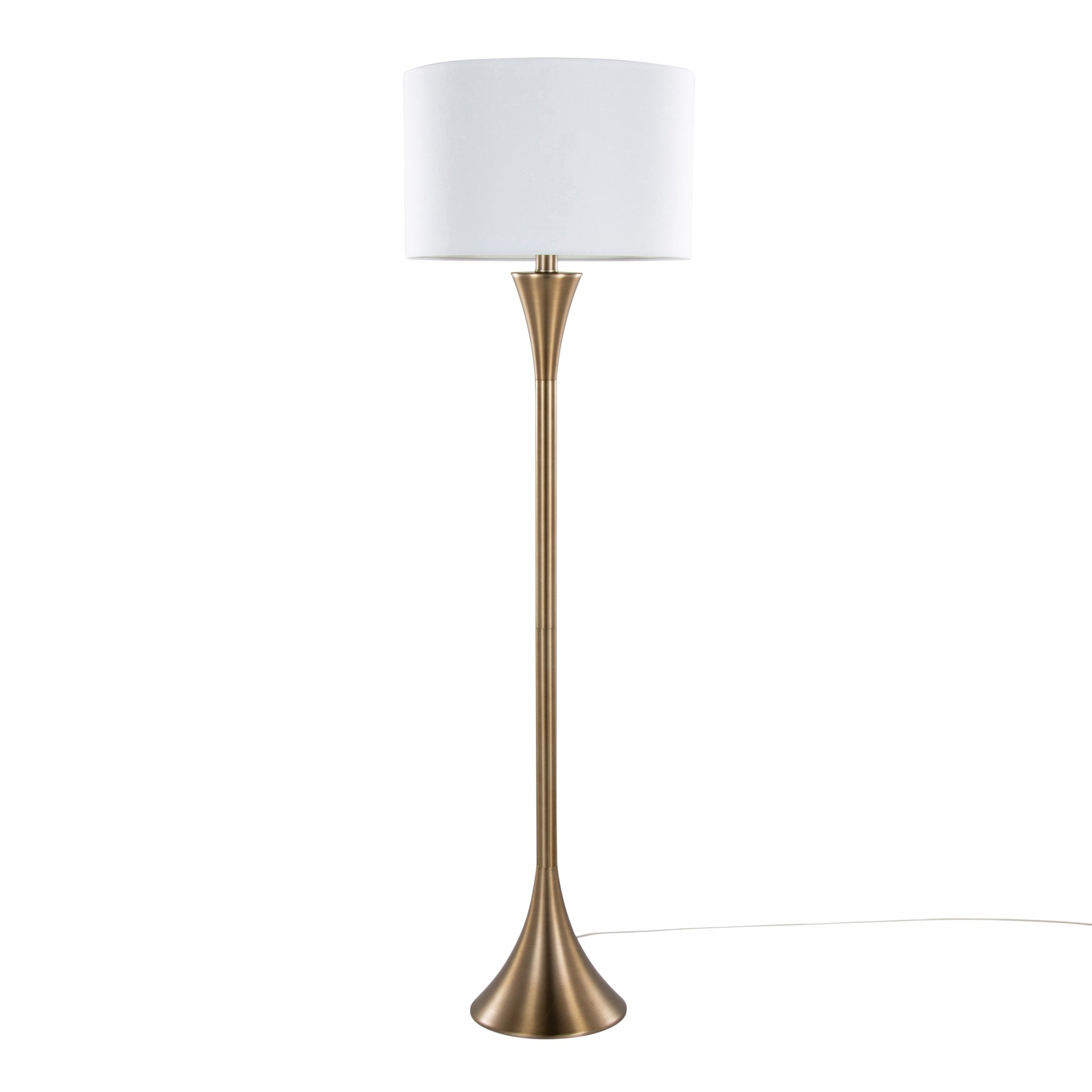 Lenuxe 65" Contemporary Metal Floor Lamp in Matte Golden Bronze Metal and White Linen from Grandview Gallery by LumiSource