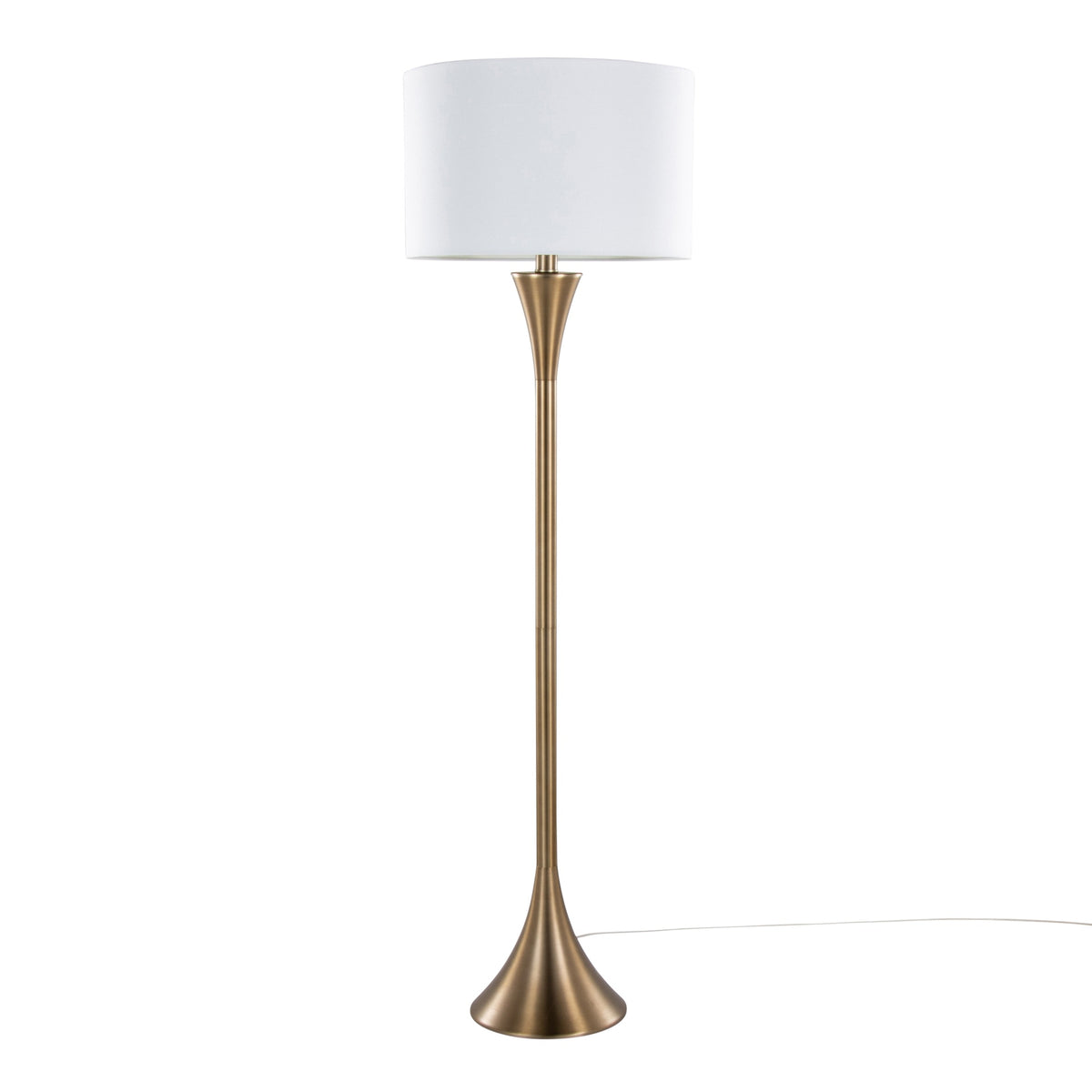 Lenuxe 65" Contemporary Metal Floor Lamp in Matte Golden Bronze Metal and White Linen from Grandview Gallery by LumiSource
