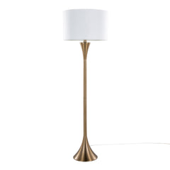 Lenuxe 65" Contemporary Metal Floor Lamp in Matte Golden Bronze Metal and White Linen from Grandview Gallery by LumiSource