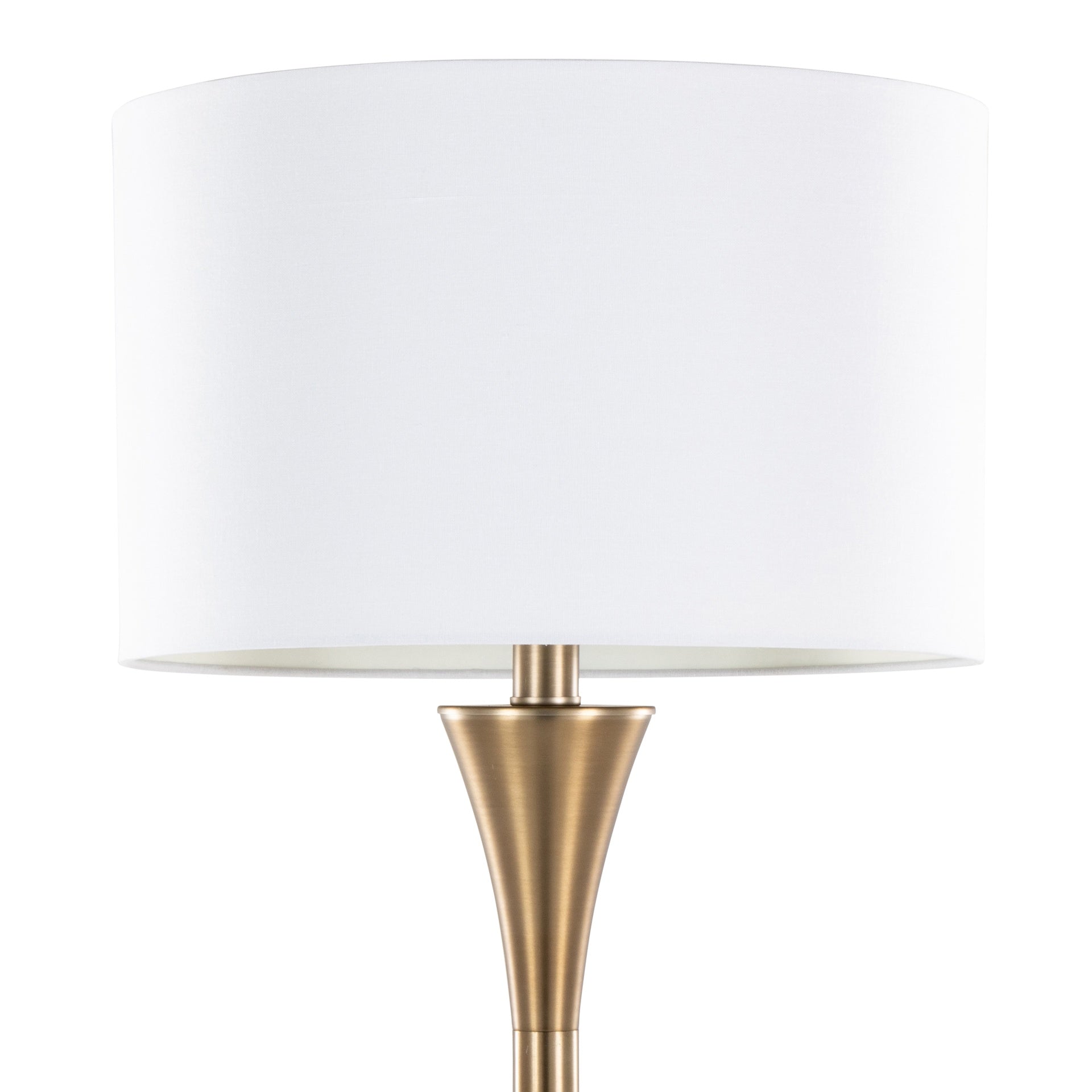 Lenuxe 65" Contemporary Metal Floor Lamp in Matte Golden Bronze Metal and White Linen from Grandview Gallery by LumiSource