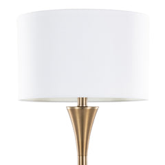 Lenuxe 65" Contemporary Metal Floor Lamp in Matte Golden Bronze Metal and White Linen from Grandview Gallery by LumiSource