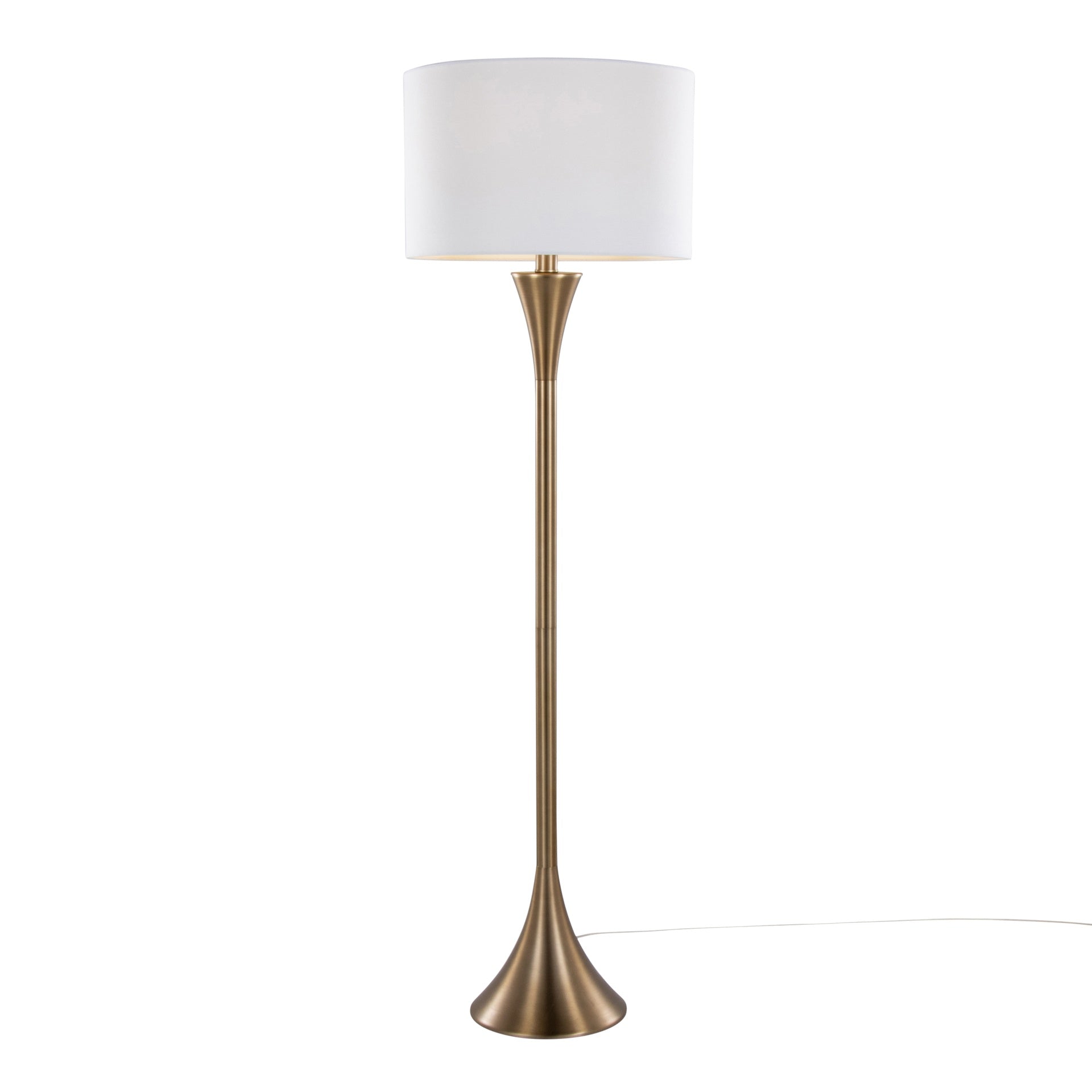 Lenuxe 65" Contemporary Metal Floor Lamp in Matte Golden Bronze Metal and White Linen from Grandview Gallery by LumiSource