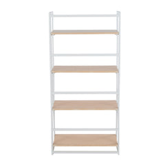 Dakota Contemporary Bookcase in White Painted Metal and Natural Wood by LumiSource