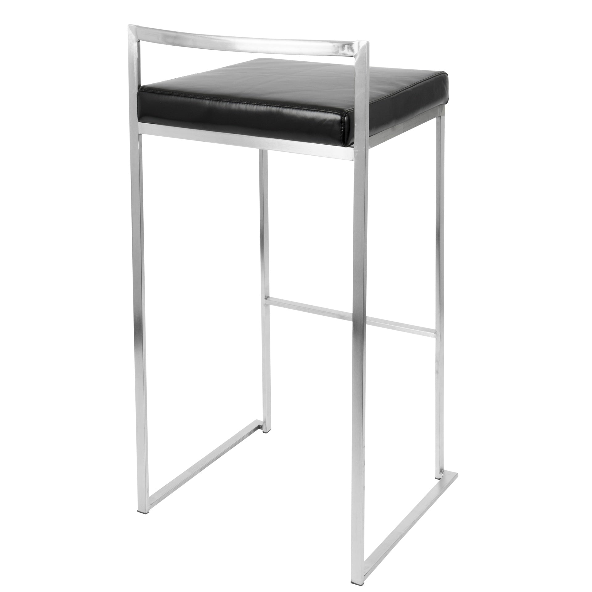 Fuji Contemporary Stackable Barstool with Black Faux Leather by LumiSource - Set of 2