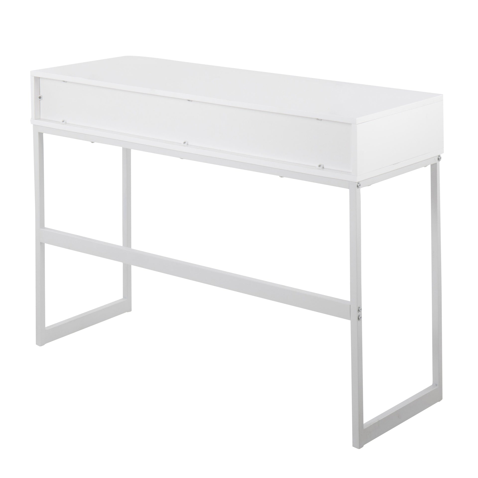 Franklin Contemporary Console Table in White Metal and White Wood by LumiSource
