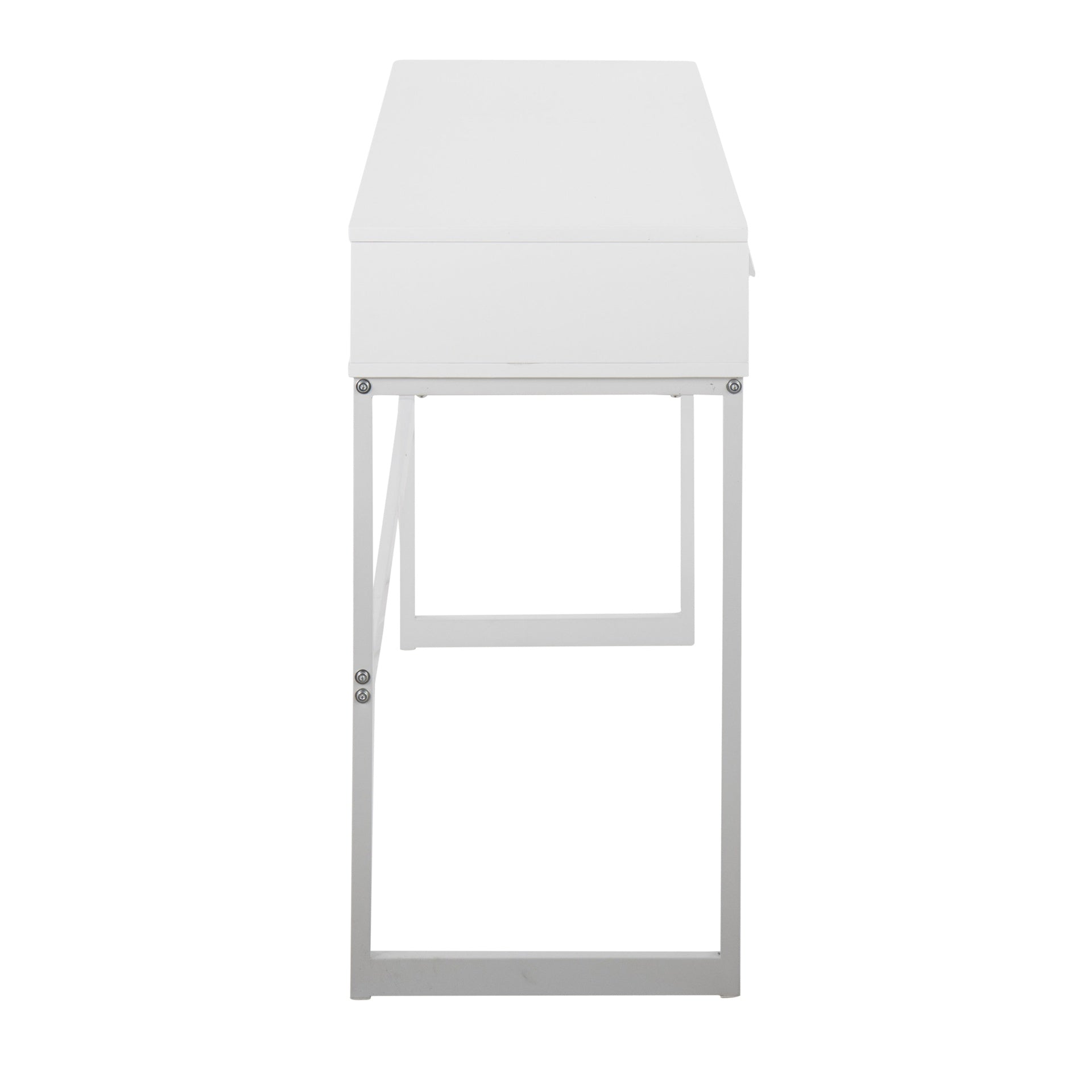 Franklin Contemporary Console Table in White Metal and White Wood by LumiSource