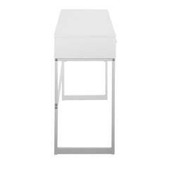 Franklin Contemporary Console Table in White Metal and White Wood by LumiSource