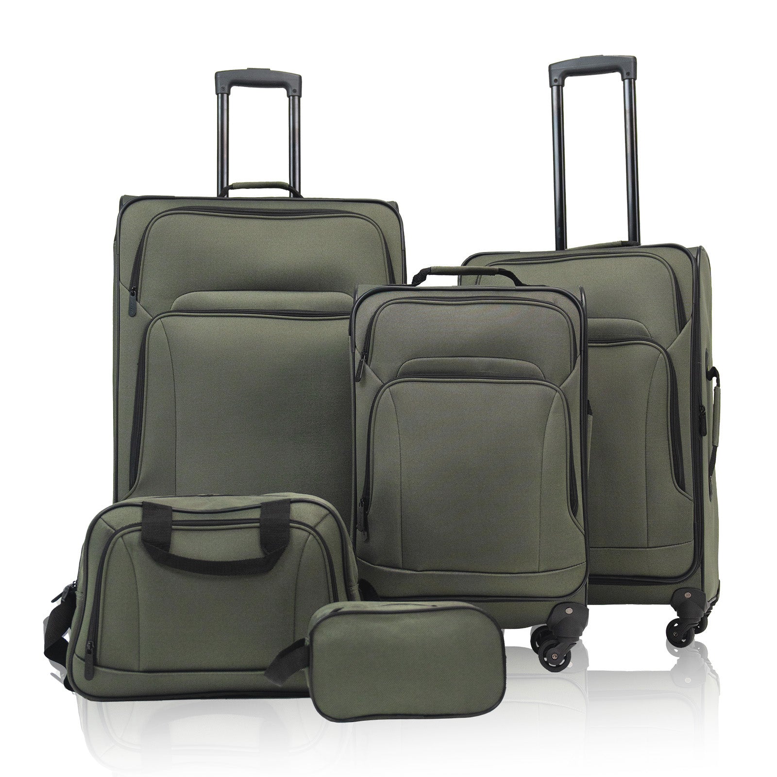 SoftshellLuggage Expandable 3 Piece Set Suitcase with Duffel Bag Softside Lightweight Luggage Travel Set