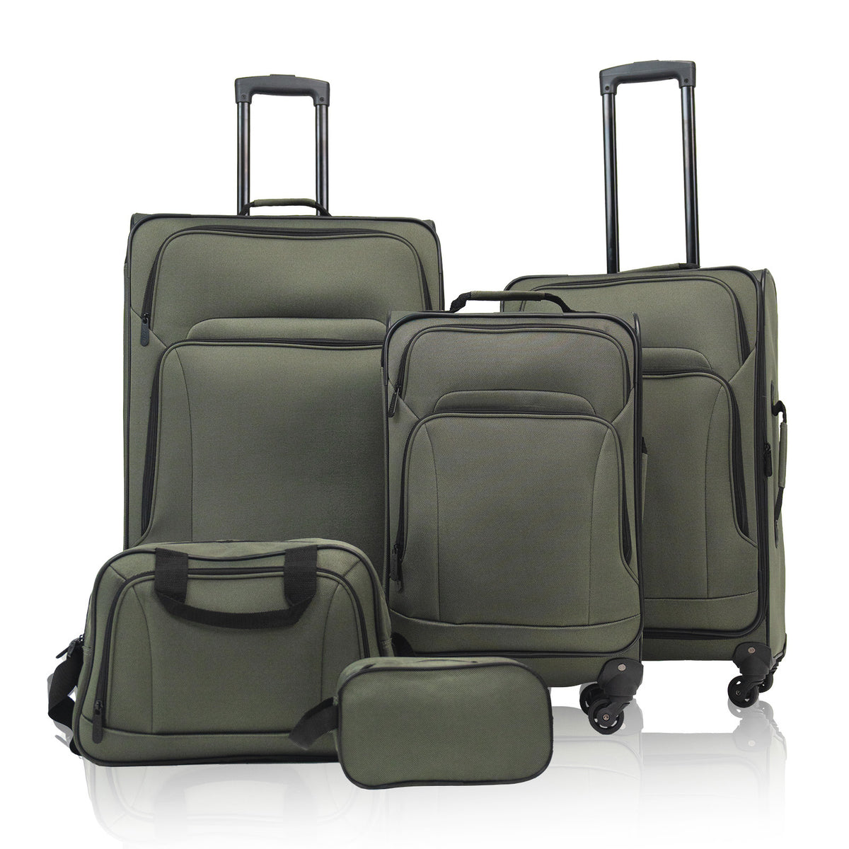 SoftshellLuggage Expandable 3 Piece Set Suitcase with Duffel Bag Softside Lightweight Luggage Travel Set