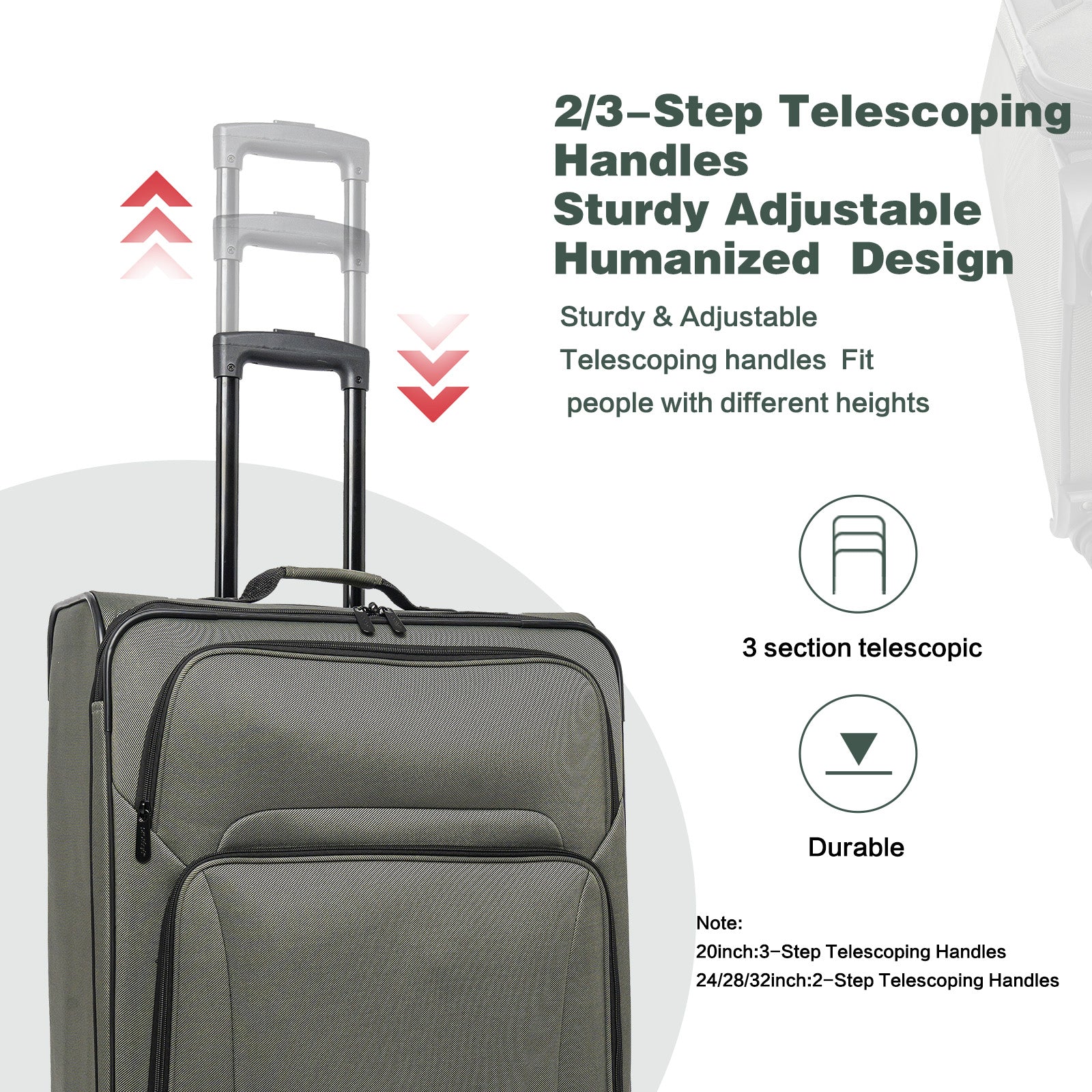 SoftshellLuggage Expandable 3 Piece Set Suitcase with Duffel Bag Softside Lightweight Luggage Travel Set