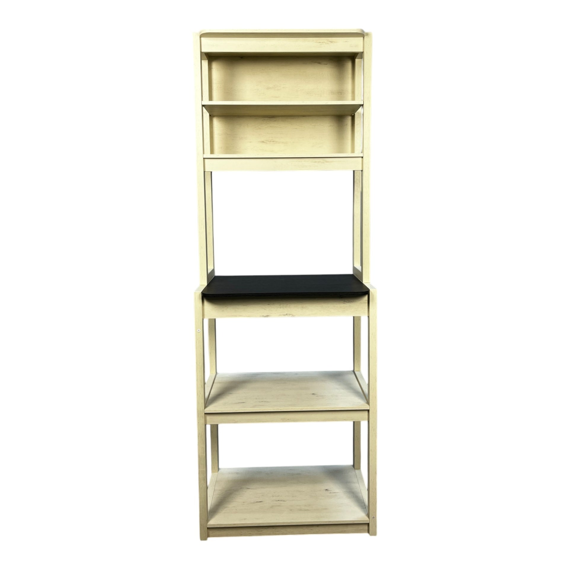 23.62" White and Black color Bakers Rack for Kitchen with Storage, Coffee Bar, 5-Tier Kitchen Shelves, Microwave Stand
