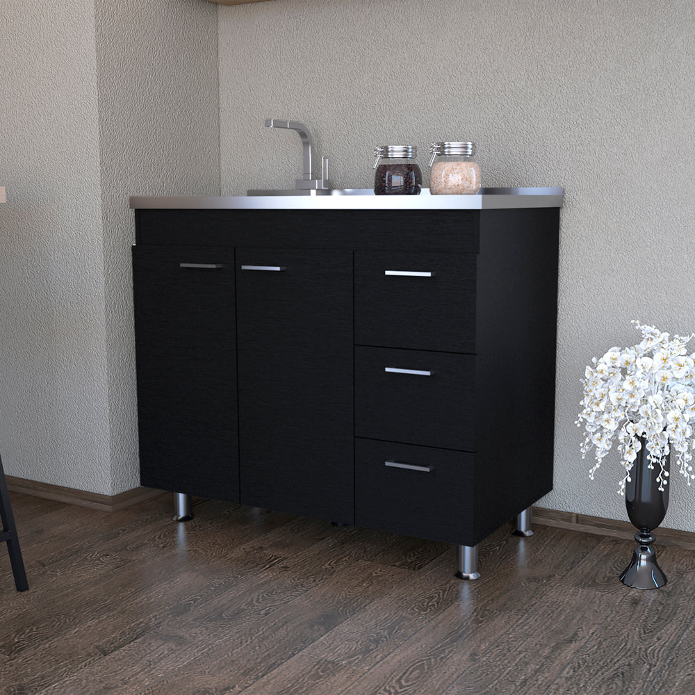 Utility Sink Cabinet Telford, Kitchen, Black