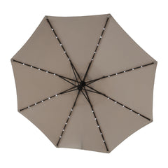 10ft Solar LED Offset Hanging Market Patio Umbrella  ( khaki )(No Base)