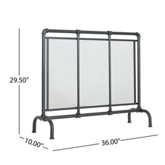Celeste 1 Panel Iron Fireplace Screen 36" W x 29" H, Black