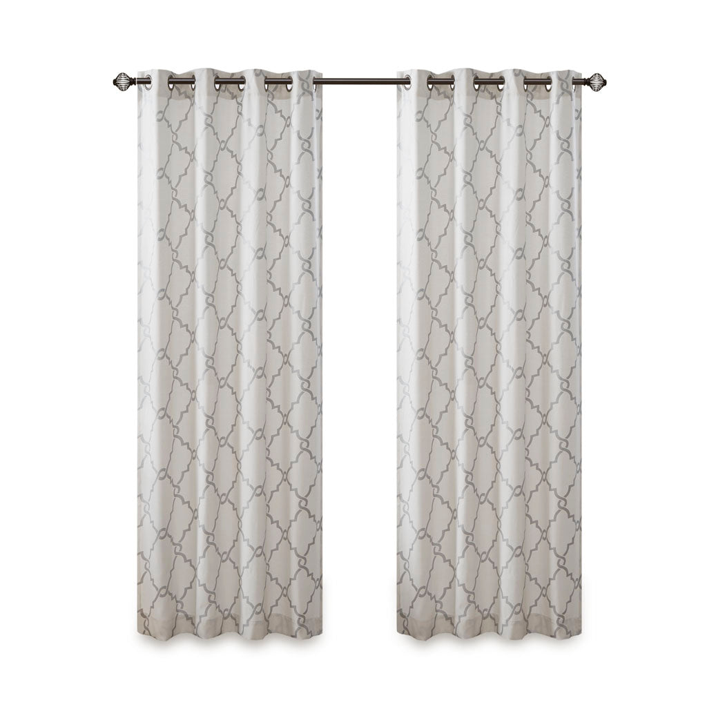 Fretwork Print Grommet Top Window Curtain Panel(Only 1 Pc Panel)