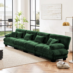 4-Seater Sectional Sofa Modular Deep Seat Sofa Couch , Chenille Sofa Comfy Upholstered Sofa for Living Room, Apartment, Studio, Office,Chenille Green