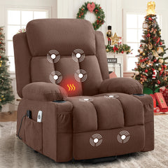 Power Lift Recliner Chair with Heat and Massage Electric Fabric Recliner Chair for Elderly with Side Pocket, USB Charge Port, Remote Control for Living Room