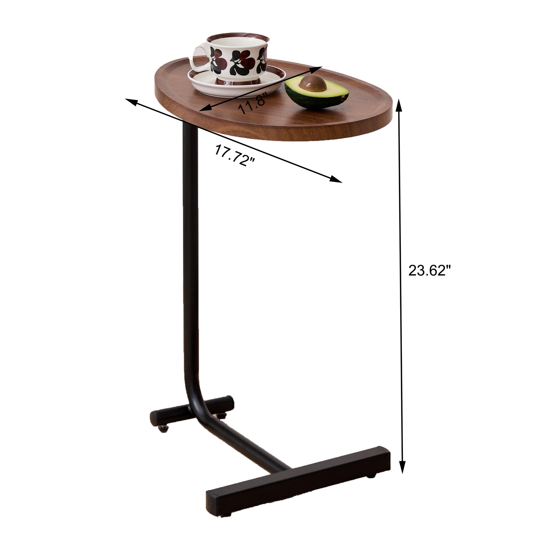 2-pieces Brown C-shaped Side Table, Small Sofa Table for Small Spaces, Living Room, Bedroom