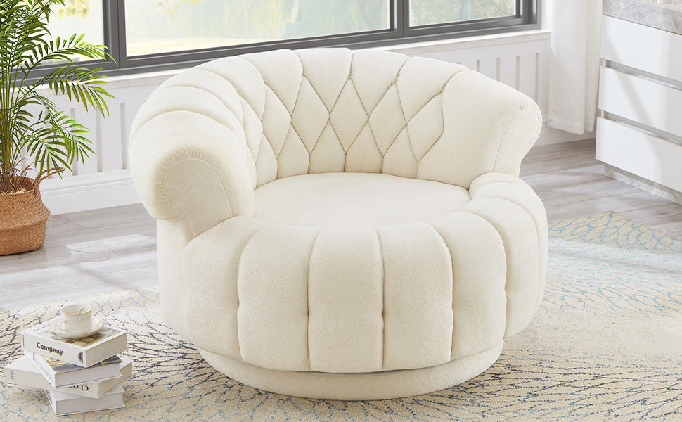 Swivel Accent Chair 360°Swivel Chair Sofa Barrel Swivel Chair Round Club Chair for Living Room and Bedroom, Beige