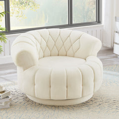 Swivel Accent Chair 360°Swivel Chair Sofa Barrel Swivel Chair Round Club Chair for Living Room and Bedroom, Beige