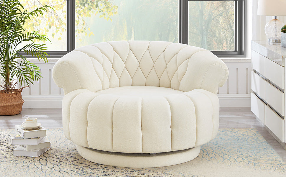 Swivel Accent Chair 360°Swivel Chair Sofa Barrel Swivel Chair Round Club Chair for Living Room and Bedroom, Beige