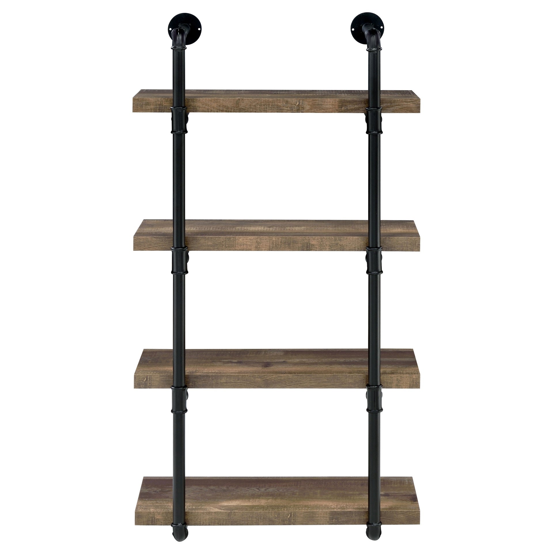 Black and Rustic Oak 4-tier Wall Shelf
