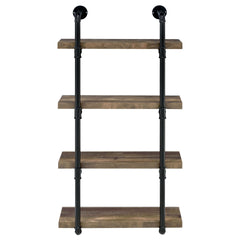 Black and Rustic Oak 4-tier Wall Shelf
