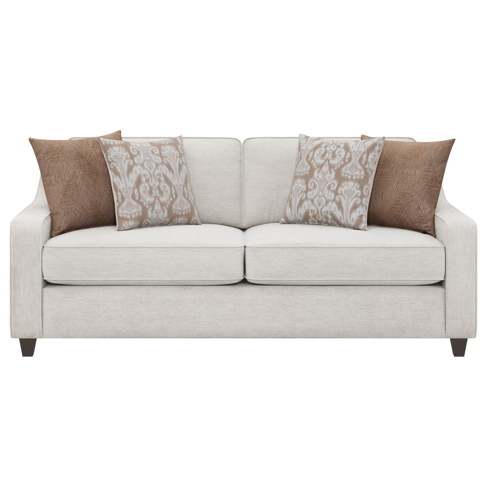 Mahaffey Christine Beige Upholstered Sloped Arm Sofa