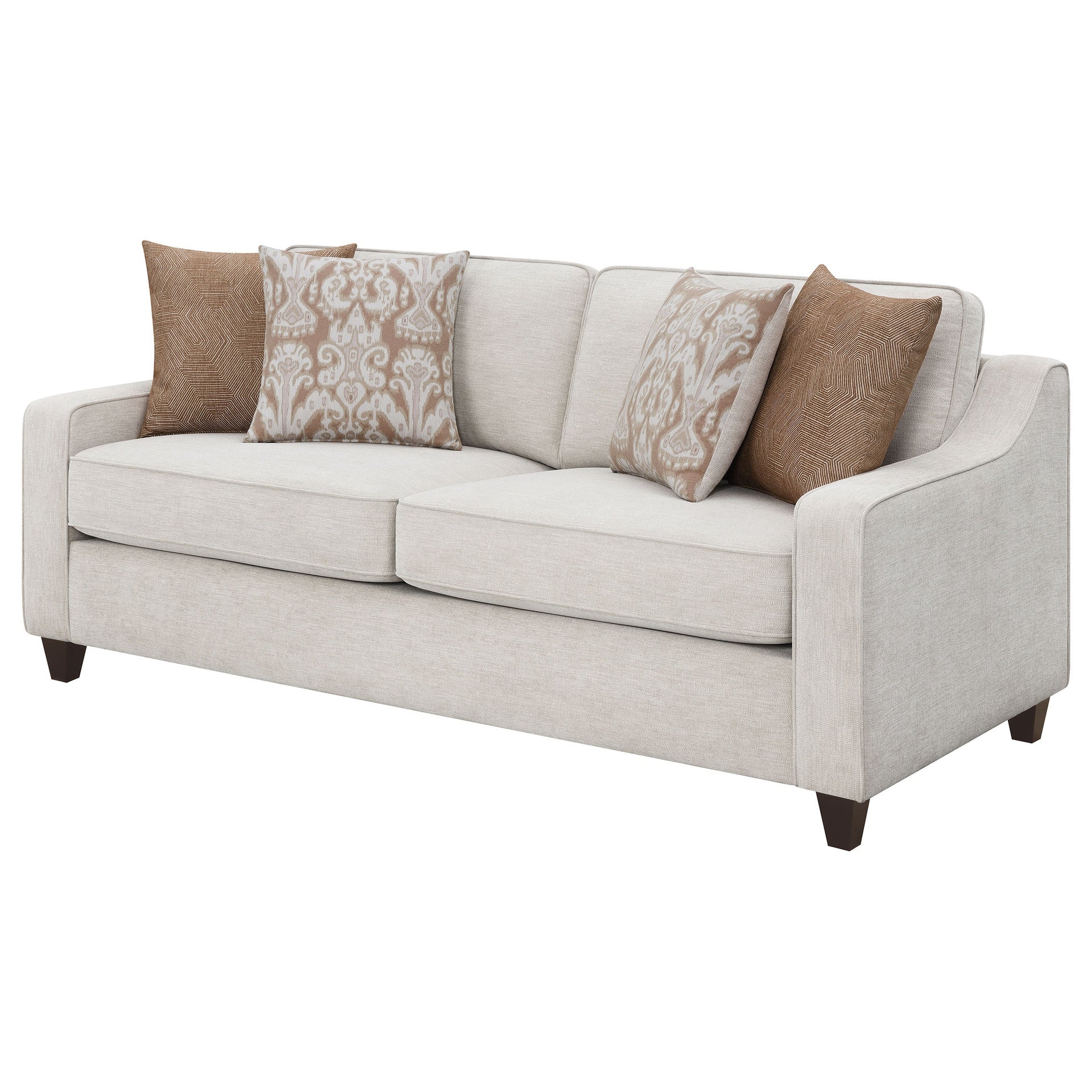 Mahaffey Christine Beige Upholstered Sloped Arm Sofa