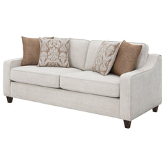 Mahaffey Christine Beige Upholstered Sloped Arm Sofa